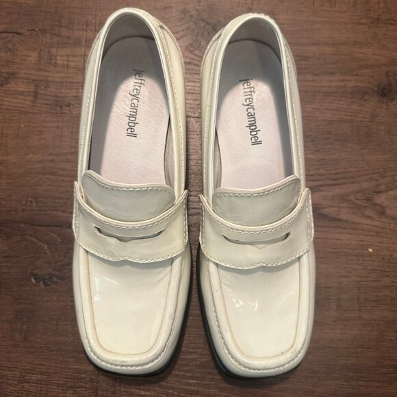 JEFFREY CAMPBELL SQUARE TOE LOAFER SORBONNE IVORY CHUNKY PLATFORM womens sz 6.5 - Picture 6 of 6